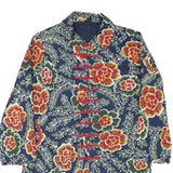 Womens Blue Floral Button Cotton Blend Jacket M Casual Patterned