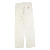 CARHARTT Mens Relaxed White Cotton Blend Trousers W32 L34 Workwear Zip Closure