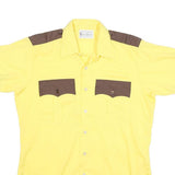 HOUSE OF UNIFORMS Mens Yellow & Brown Cotton Blend Shirt M Workwear Button Down