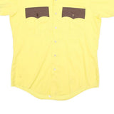 HOUSE OF UNIFORMS Mens Yellow & Brown Cotton Blend Shirt M Workwear Button Down
