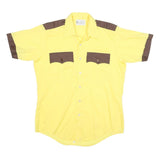 HOUSE OF UNIFORMS Mens Yellow & Brown Cotton Blend Shirt M Workwear Button Down
