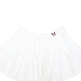 FADED ROSE Womens White Cotton Pleated Mini Skirt Butterfly Detail Size M