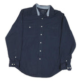 NAUTICA Mens Navy Blue Shirt L Cotton Blend Long Sleeve Button Up Casual