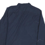 NAUTICA Mens Navy Blue Shirt L Cotton Blend Long Sleeve Button Up Casual