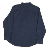 NAUTICA Mens Navy Blue Shirt L Cotton Blend Long Sleeve Button Up Casual
