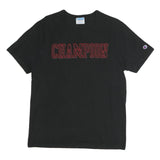 CHAMPION Mens Black Graphic T-Shirt M Short Sleeve Crew Neck Cotton