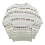 JOCKEY Mens Grey Patterned Cotton Blend Jumper Crew Neck Basic Knit L