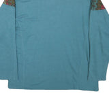 JUST U Womens Blue Cotton Blend Crew Neck L Embroidered Zip Sweatshirt