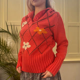 Silmar Floral Jumper - Large Pink Wool Blend