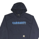 CARHARTT Mens Navy Hoodie L Cotton Blend Pullover Hooded Sweatshirt