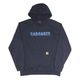 CARHARTT Mens Navy Hoodie L Cotton Blend Pullover Hooded Sweatshirt