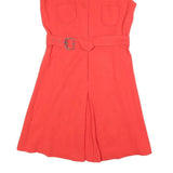 COURTELLE Womens Red Sleeveless Day Woven Plain Knee Length M Belted Zip Dress