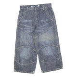 HERE & THERE Mens Shorts Blue Casual Cotton Blend M W30 Relaxed Fit Embroidered