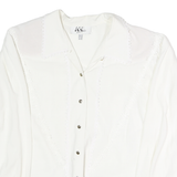 N+L Womens White Blouse Long Sleeve Collared Plain UK 12 Elegant Buttoned