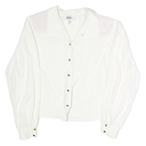 N+L Womens White Blouse Long Sleeve Collared Plain UK 12 Elegant Buttoned