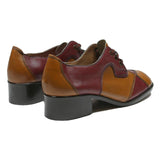 BOUTIQUE Womens Leather Lace-Up Shoes Tan & Burgundy UK 5 Classic Stylish