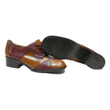 BOUTIQUE Womens Leather Lace-Up Shoes Tan & Burgundy UK 5 Classic Stylish