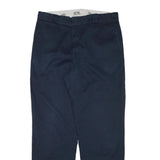 DICKIES Mens Cotton Blend Navy Regular Straight Trousers W36 L32 Workwear Zip