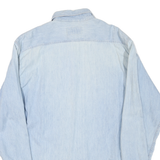 VALENTINO Mens Blue Denim Shirt XL Cotton Blend Casual Long Sleeve Pockets