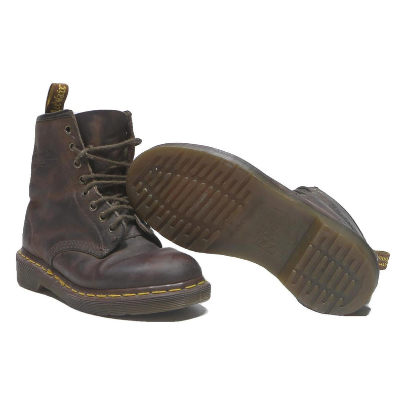 DR MARTENS Womens 1460 Lace-Up Boots Brown Leather UK 4 Classic Durable