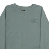 CAT Mens Green Crew Neck M Cotton Logo Sweatshirt Pullover Casual Workwear