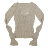 URBAN OUTFITTERS Womens Beige Patterned Jumper Scoop Neck Chunky Knit S Stylish