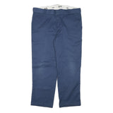 DICKIES Mens Cotton Blend Navy Regular Fit Straight Trousers W38 L29 Workwear