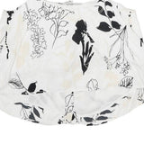 GUESS Womens White Black Floral Printed Cropped Sleeveless Scoop Neck Top S