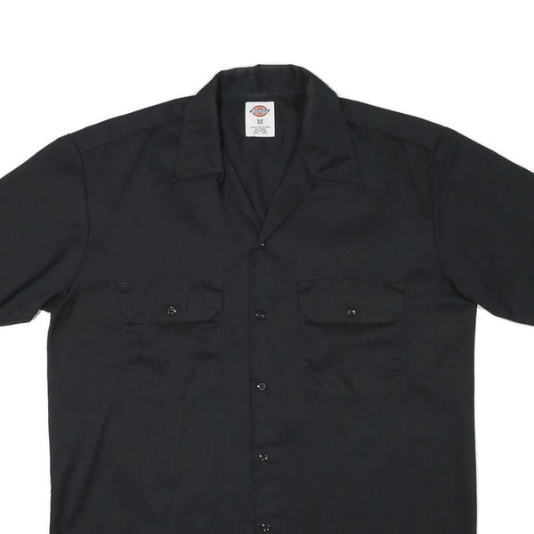 DICKIES Mens Black Work Shirt Cotton Blend M Two Pockets Short Sleeve