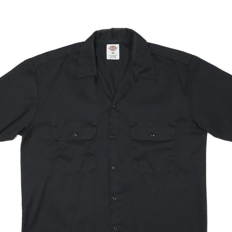 DICKIES Mens Black Work Shirt Cotton Blend M Two Pockets Short Sleeve