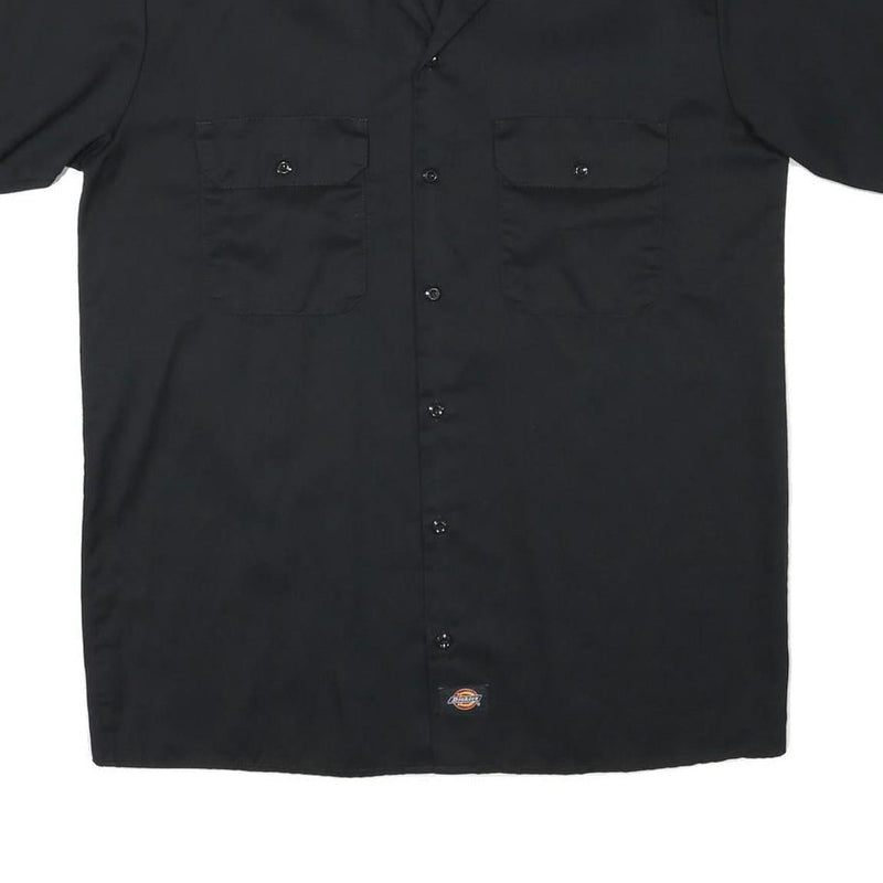 DICKIES Mens Black Work Shirt Cotton Blend M Two Pockets Short Sleeve