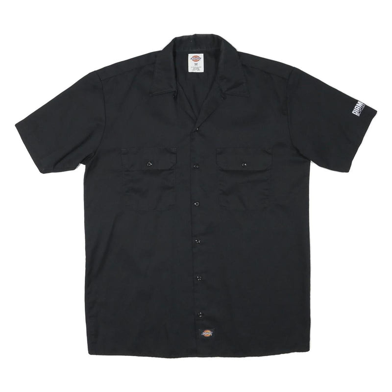 DICKIES Mens Black Work Shirt Cotton Blend M Two Pockets Short Sleeve