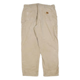 CARHARTT Mens Relaxed Beige Workwear Trousers W38 L32 Cotton Blend Zip