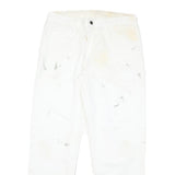 DICKIES Mens Cotton Blend White Regular Straight Trousers W33 L30 Workwear