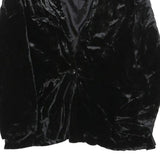 PAUL ALEXANDER Womens Black Velvet Long Sleeve V-Neck Top S Elegant Soft Feel