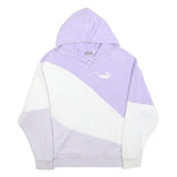 PUMA Womens Purple & White Colourblock Pullover Hoodie XS Casual Cotton Blend