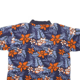 COLLEGE CLASSICS Mens Blue & Orange Floral Short Sleeve Polo Shirt XL Cotton
