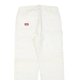 DICKIES Mens Regular Fit White Cotton Blend Denim Jeans W34 L27 Workwear Zip