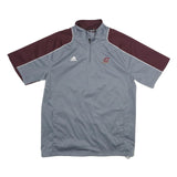 ADIDAS Mens Grey & Maroon Sports Logo 1/4 Zip L Sweatshirt Athletic Pullover