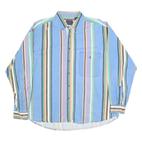 SIERRA PACIFIC Mens Blue & Beige Striped Shirt XL Cotton Long Sleeve Casual