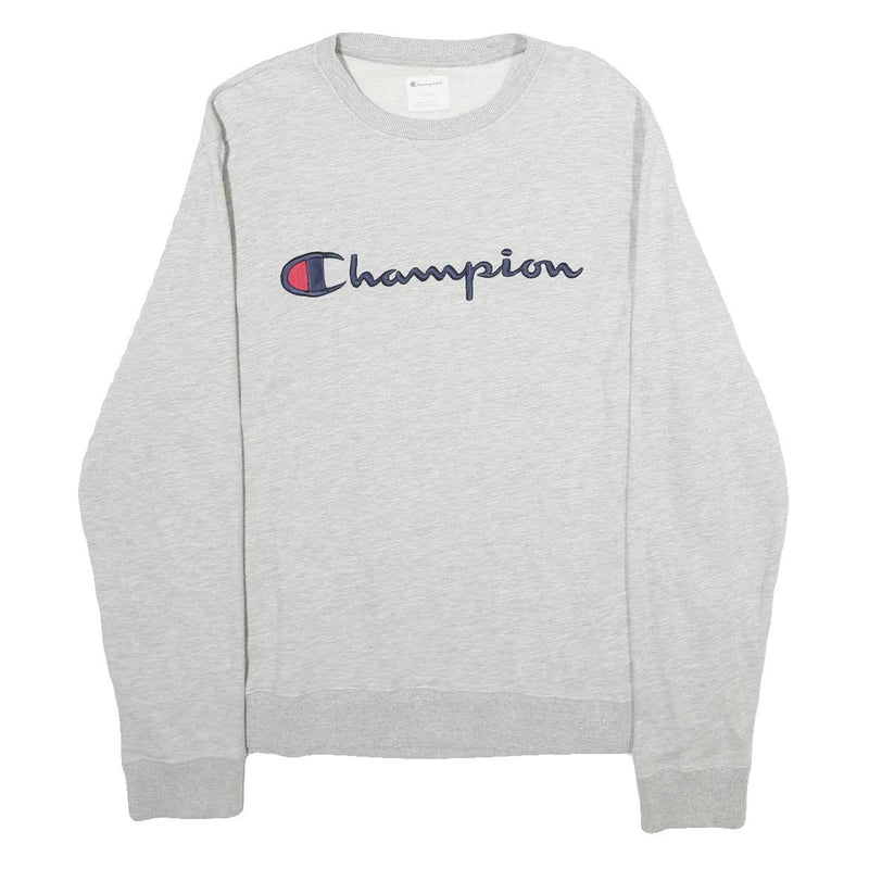 CHAMPION Mens Grey Sweatshirt Crew Neck XL Logo Embroidered Cotton Blend