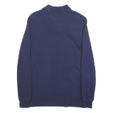 POLO RALPH LAUREN Mens Navy Blue Long Sleeve Plain Polo Shirt S Cotton Blend