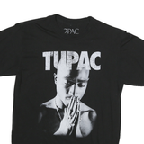 2PAC Mens Black Graphic T-Shirt S Short Sleeve Crew Neck Cotton Blend