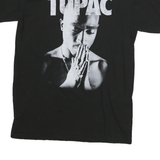 2PAC Mens Black Graphic T-Shirt S Short Sleeve Crew Neck Cotton Blend