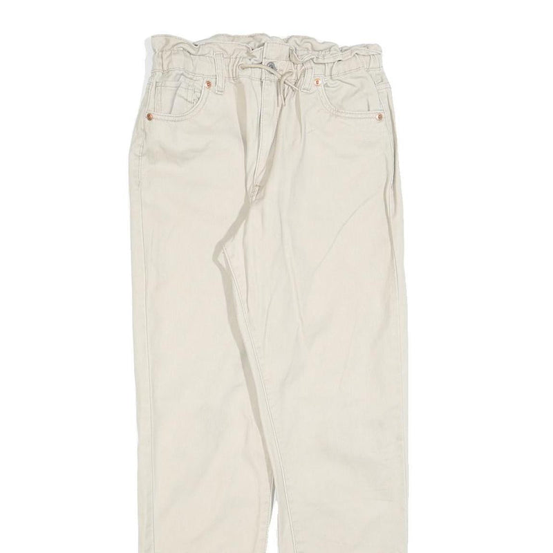 LEVI'S Boys Jeans Cream Regular Straight Denim W25 L28 Drawstring Cotton Blend