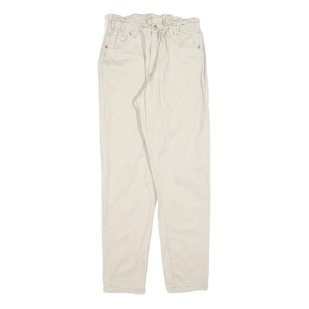 LEVI'S Boys Jeans Cream Regular Straight Denim W25 L28 Drawstring Cotton Blend