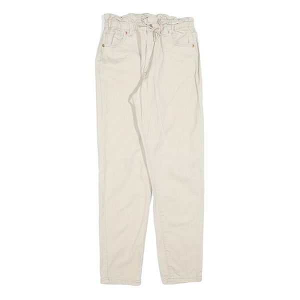 LEVI'S Boys Jeans Cream Regular Straight Denim W25 L28 Drawstring Cotton Blend