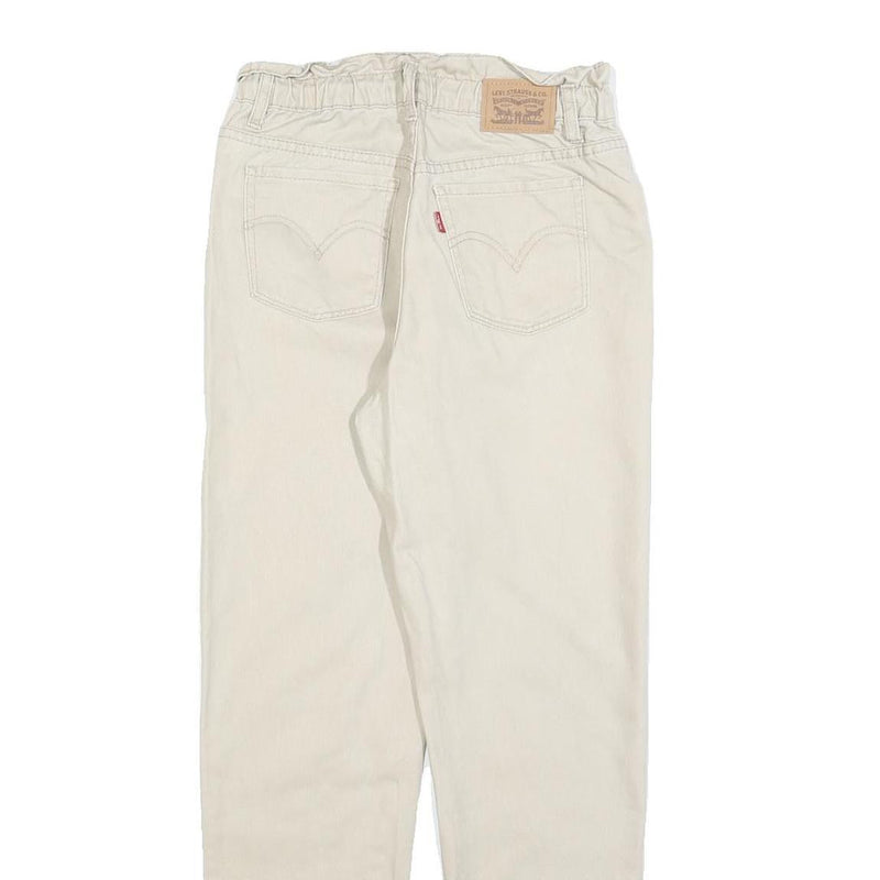 LEVI'S Boys Jeans Cream Regular Straight Denim W25 L28 Drawstring Cotton Blend