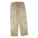 DICKIES Mens Cotton Blend Beige Regular Fit Straight Leg Trousers W34 L30