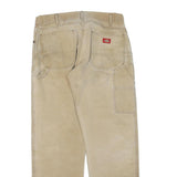 DICKIES Mens Cotton Blend Beige Regular Fit Straight Leg Trousers W34 L30